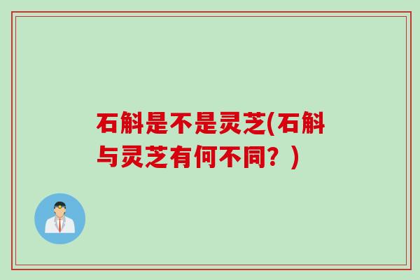 石斛是不是灵芝(石斛与灵芝有何不同？)