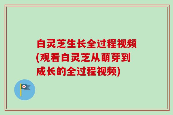 白灵芝生长全过程视频(观看白灵芝从萌芽到成长的全过程视频)