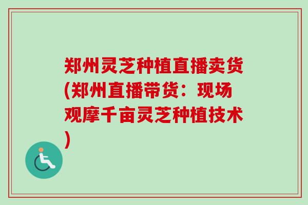 郑州灵芝种植直播卖货(郑州直播带货:现场观摩千亩灵芝种植技术) 郑州灵芝种植直播卖货(郑州直播带货:现场观摩千亩灵芝种植技术)