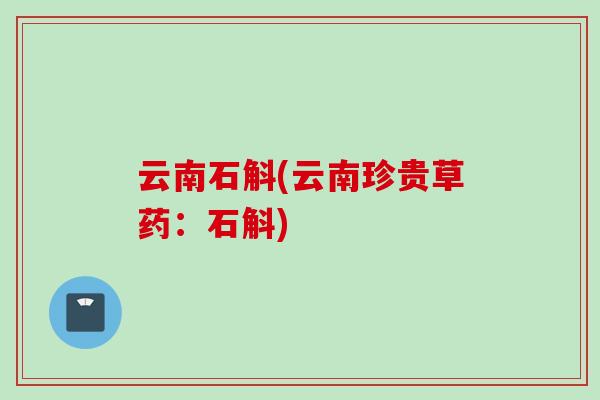 云南石斛(云南珍贵草药:石斛) 云南石斛(云南珍贵草药:石斛)