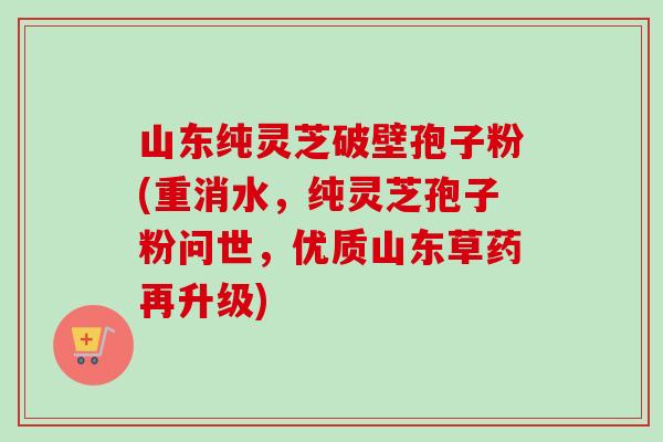 山东纯灵芝破壁孢子粉(重消水，纯灵芝孢子粉问世，优质山东草药再升级)