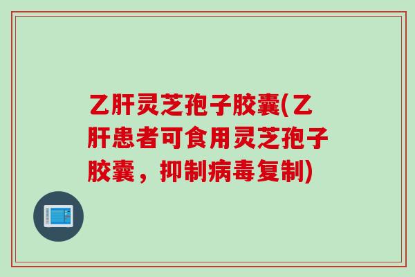 乙肝灵芝孢子胶囊(乙肝患者可食用灵芝孢子胶囊，抑制病毒复制)
