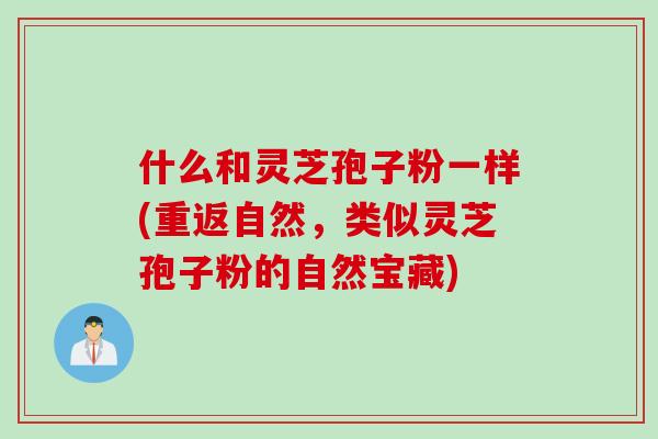 什么和灵芝孢子粉一样(重返自然，类似灵芝孢子粉的自然宝藏)