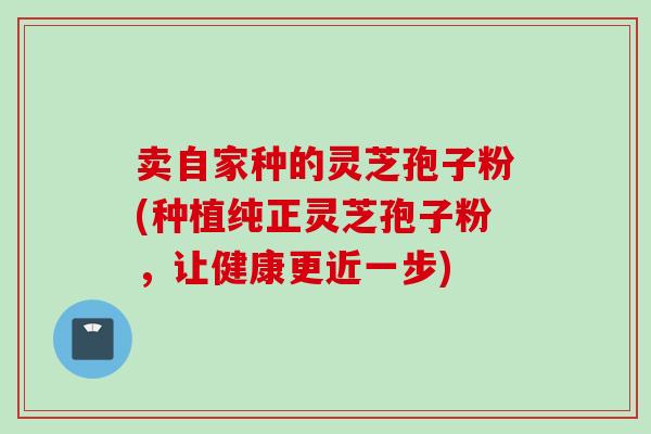 卖自家种的灵芝孢子粉(种植纯正灵芝孢子粉，让健康更近一步)