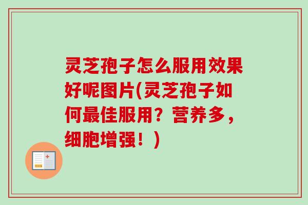 灵芝孢子怎么服用效果好呢图片(灵芝孢子如何最佳服用？营养多，细胞增强！)