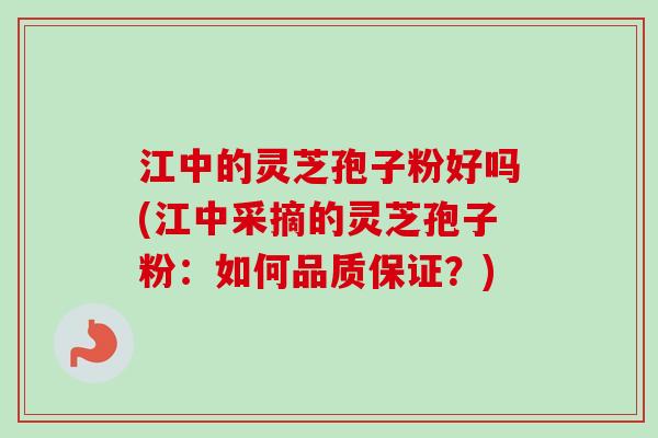 江中的灵芝孢子粉好吗(江中采摘的灵芝孢子粉：如何品质保证？)