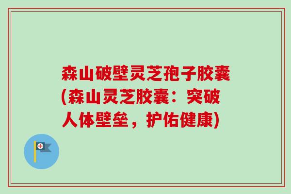 森山破壁灵芝孢子胶囊(森山灵芝胶囊：突破人体壁垒，护佑健康)