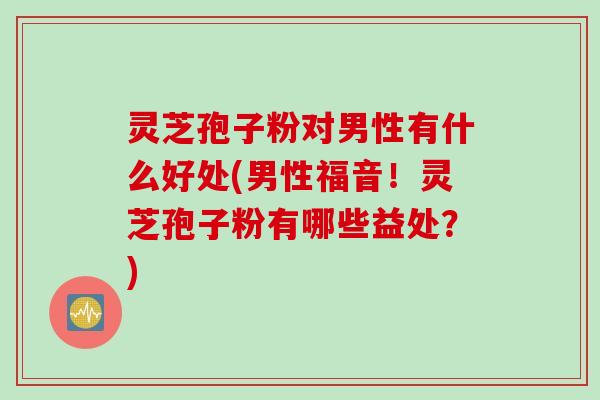 灵芝孢子粉对男性有什么好处(男性福音！灵芝孢子粉有哪些益处？)