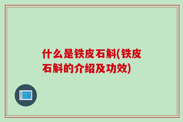 什么是铁皮石斛(铁皮石斛的介绍及功效)