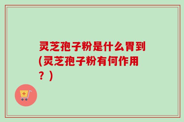 灵芝孢子粉是什么胃到(灵芝孢子粉有何作用？)
