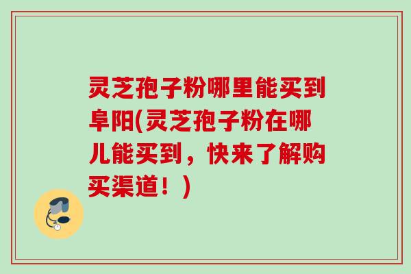 灵芝孢子粉哪里能买到阜阳(灵芝孢子粉在哪儿能买到，快来了解购买渠道！)