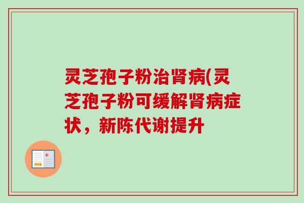 灵芝孢子粉治肾病(灵芝孢子粉可缓解肾病症状，新陈代谢提升