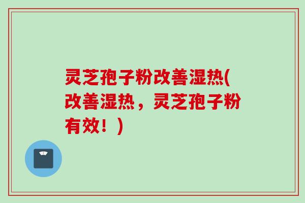 灵芝孢子粉改善湿热(改善湿热，灵芝孢子粉有效！)