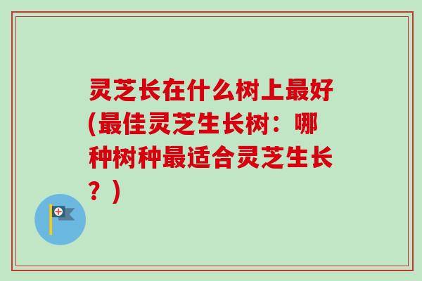 灵芝长在什么树上最好(最佳灵芝生长树：哪种树种最适合灵芝生长？)