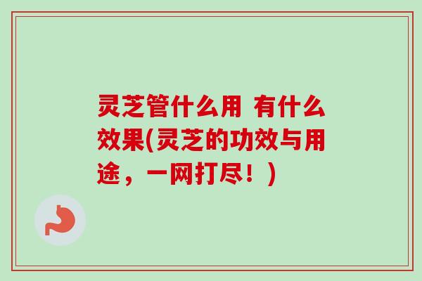 灵芝管什么用 有什么效果(灵芝的功效与用途，一网打尽！)