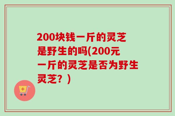 200块钱一斤的灵芝是野生的吗(200元一斤的灵芝是否为野生灵芝？)