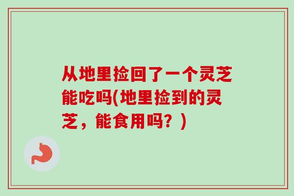 从地里捡回了一个灵芝能吃吗(地里捡到的灵芝，能食用吗？)