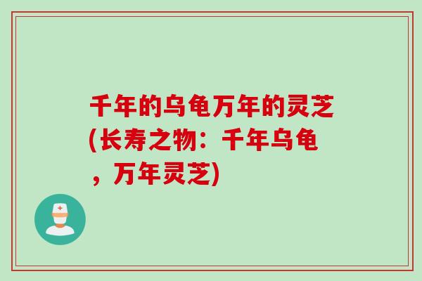 千年的乌龟万年的灵芝(长寿之物：千年乌龟，万年灵芝)