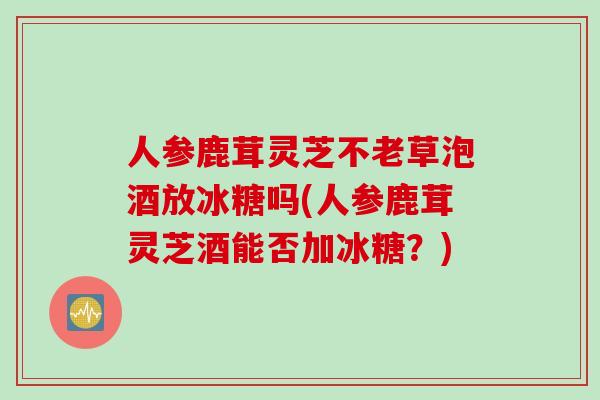 人参鹿茸灵芝不老草泡酒放冰糖吗(人参鹿茸灵芝酒能否加冰糖？)