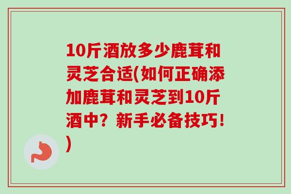 10斤酒放多少鹿茸和灵芝合适(如何正确添加鹿茸和灵芝到10斤酒中？新手必备技巧！)