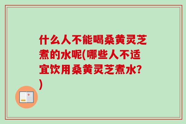 什么人不能喝桑黄灵芝煮的水呢(哪些人不适宜饮用桑黄灵芝煮水？)