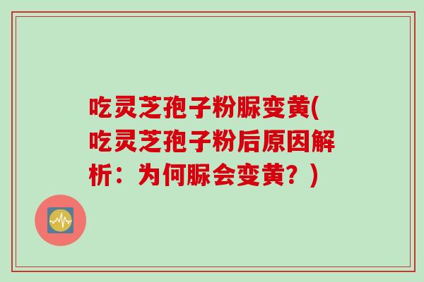 吃灵芝孢子粉脲变黄(吃灵芝孢子粉后原因解析：为何脲会变黄？)