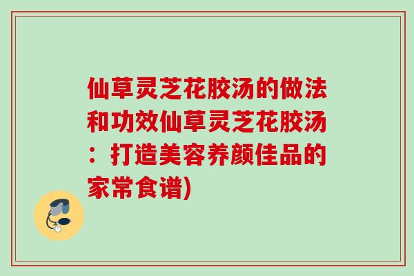 仙草灵芝花胶汤的做法和功效仙草灵芝花胶汤：打造美容养颜佳品的家常食谱)