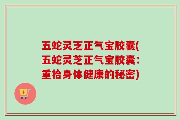 五蛇灵芝正气宝胶囊(五蛇灵芝正气宝胶囊：重拾身体健康的秘密)