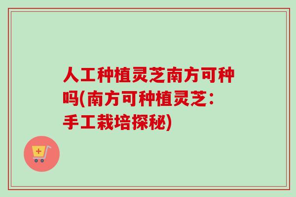 人工种植灵芝南方可种吗(南方可种植灵芝:手工栽培探秘) 人工种植灵芝南方可种吗(南方可种植灵芝:手工栽培探秘)