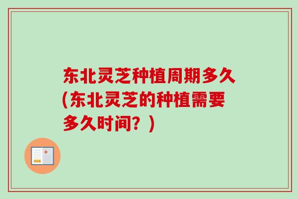 东北灵芝种植周期多久(东北灵芝的种植需要多久时间？)