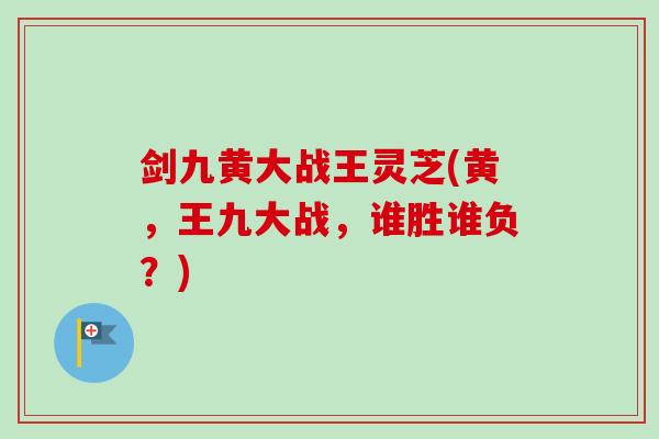 剑九黄大战王灵芝(黄，王九大战，谁胜谁负？)