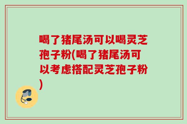 喝了猪尾汤可以喝灵芝孢子粉(喝了猪尾汤可以考虑搭配灵芝孢子粉)