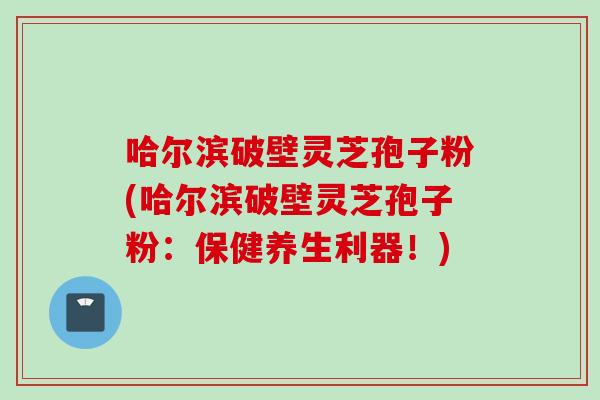 哈尔滨破壁灵芝孢子粉(哈尔滨破壁灵芝孢子粉：保健养生利器！)