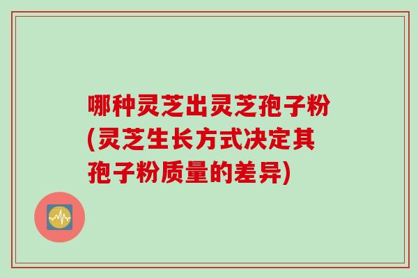 哪种灵芝出灵芝孢子粉(灵芝生长方式决定其孢子粉质量的差异)