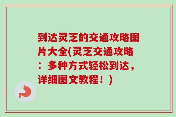 到达灵芝的交通攻略图片大全(灵芝交通攻略：多种方式轻松到达，详细图文教程！)