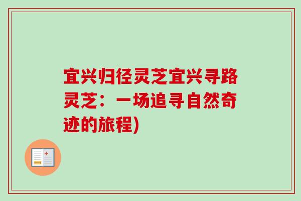 宜兴归径灵芝宜兴寻路灵芝:一场追寻自然奇迹的旅程) 宜兴归径灵芝宜兴寻路灵芝:一场追寻自然奇迹的旅程)