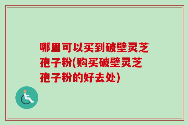 哪里可以买到破壁灵芝孢子粉(购买破壁灵芝孢子粉的好去处)