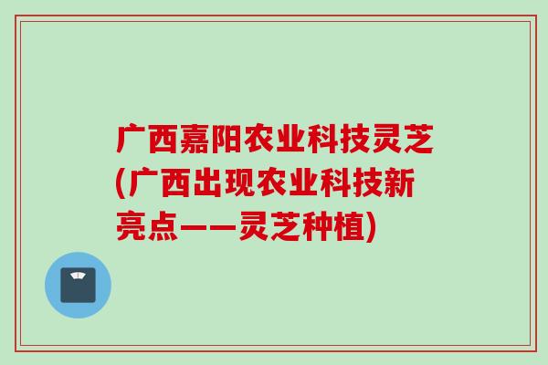 广西嘉阳农业科技灵芝(广西出现农业科技新亮点——灵芝种植)