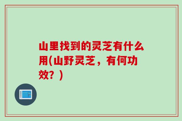 山里找到的灵芝有什么用(山野灵芝，有何功效？)