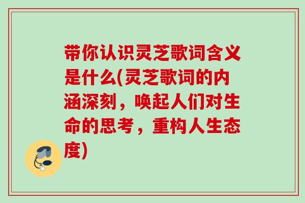 带你认识灵芝歌词含义是什么(灵芝歌词的内涵深刻，唤起人们对生命的思考，重构人生态度)