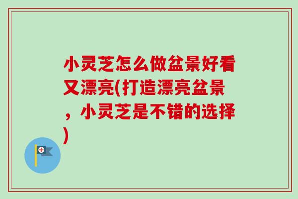 小灵芝怎么做盆景好看又漂亮(打造漂亮盆景,小灵芝是不错的选择) 小灵芝怎么做盆景好看又漂亮(打造漂亮盆景,小灵芝是不错的选择)