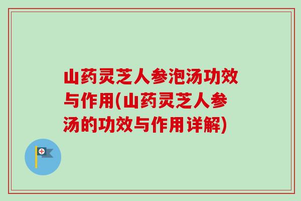 山药灵芝人参泡汤功效与作用(山药灵芝人参汤的功效与作用详解)