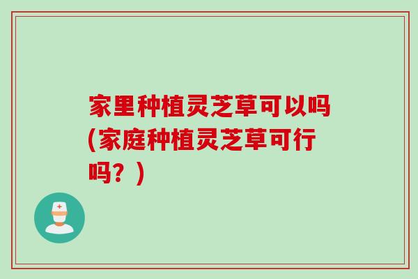 家里种植灵芝草可以吗(家庭种植灵芝草可行吗？)