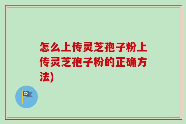 怎么上传灵芝孢子粉上传灵芝孢子粉的正确方法) 怎么上传灵芝孢子粉上传灵芝孢子粉的正确方法)
