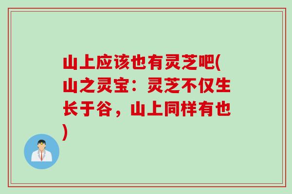 山上应该也有灵芝吧(山之灵宝：灵芝不仅生长于谷，山上同样有也)