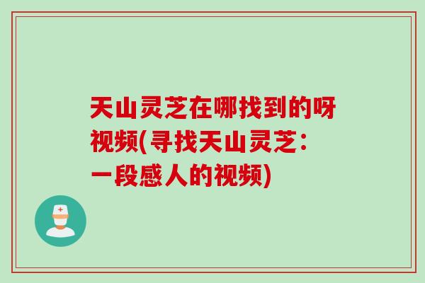天山灵芝在哪找到的呀视频(寻找天山灵芝：一段感人的视频)
