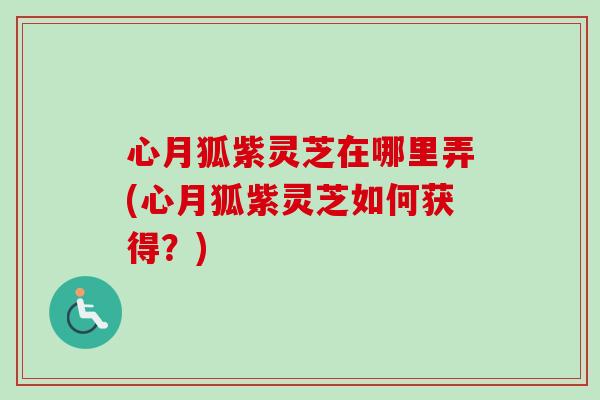 心月狐紫灵芝在哪里弄(心月狐紫灵芝如何获得？)