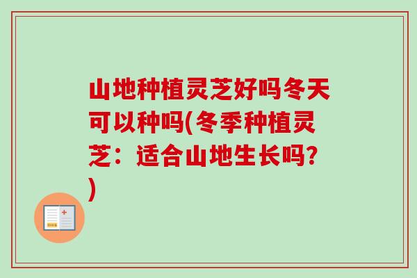 山地种植灵芝好吗冬天可以种吗(冬季种植灵芝：适合山地生长吗？)