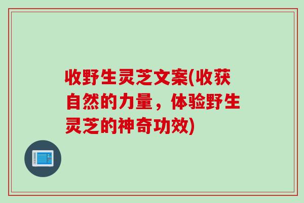 收野生灵芝文案(收获自然的力量，体验野生灵芝的神奇功效)