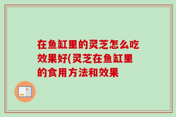 在鱼缸里的灵芝怎么吃效果好(灵芝在鱼缸里的食用方法和效果